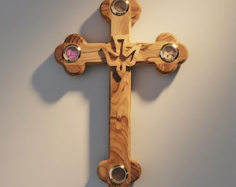 Wall Cross, Holy Spirit Dove, 11",  Christian Home Decor, Wall Hanging Wooden, Christmas Gift