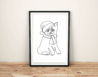 One line cat/ Oneline artwork/ Line Art Print/ Poster/ Print/ Wallart/ Wall Hanging/ Artprint