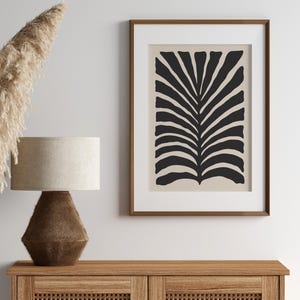 Abstract Botanical Leaf Printable Art, Beige Black Leaf Wall Art, Neutral Botanical Printable Wall Art, Floral Illustration Botanical Poster