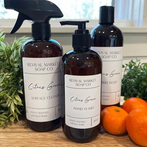 Liquid Hand Soap Gift Set Liquid Hand Wash Gift Set Specialty, Plant Based Soap Amber Bottles Minimalist Design Home Decor image 7