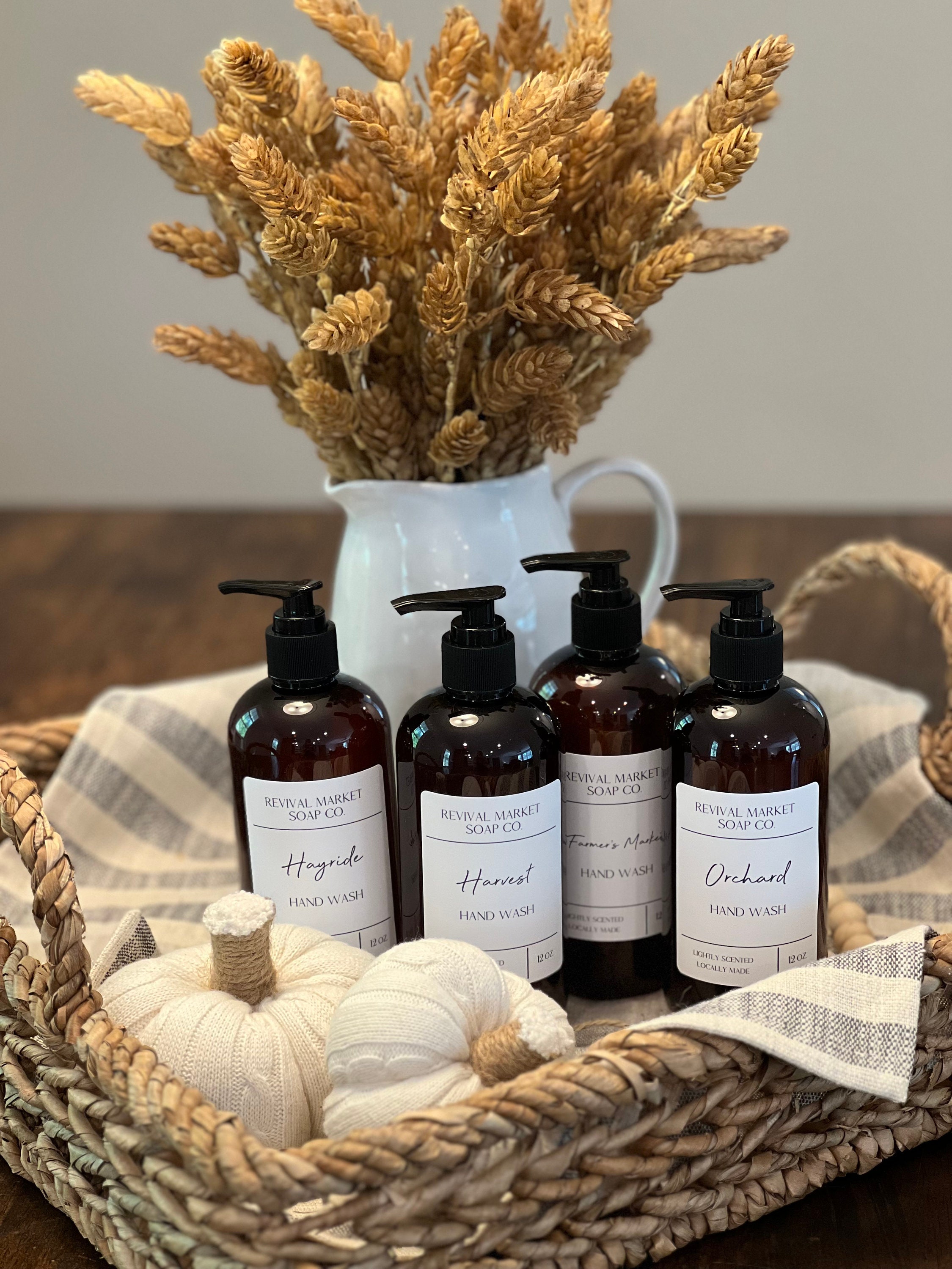 Fall Liquid Hand Soap Plant Based Soap Autumn Scented Specialty Liquid Hand Wash Amber Bottle