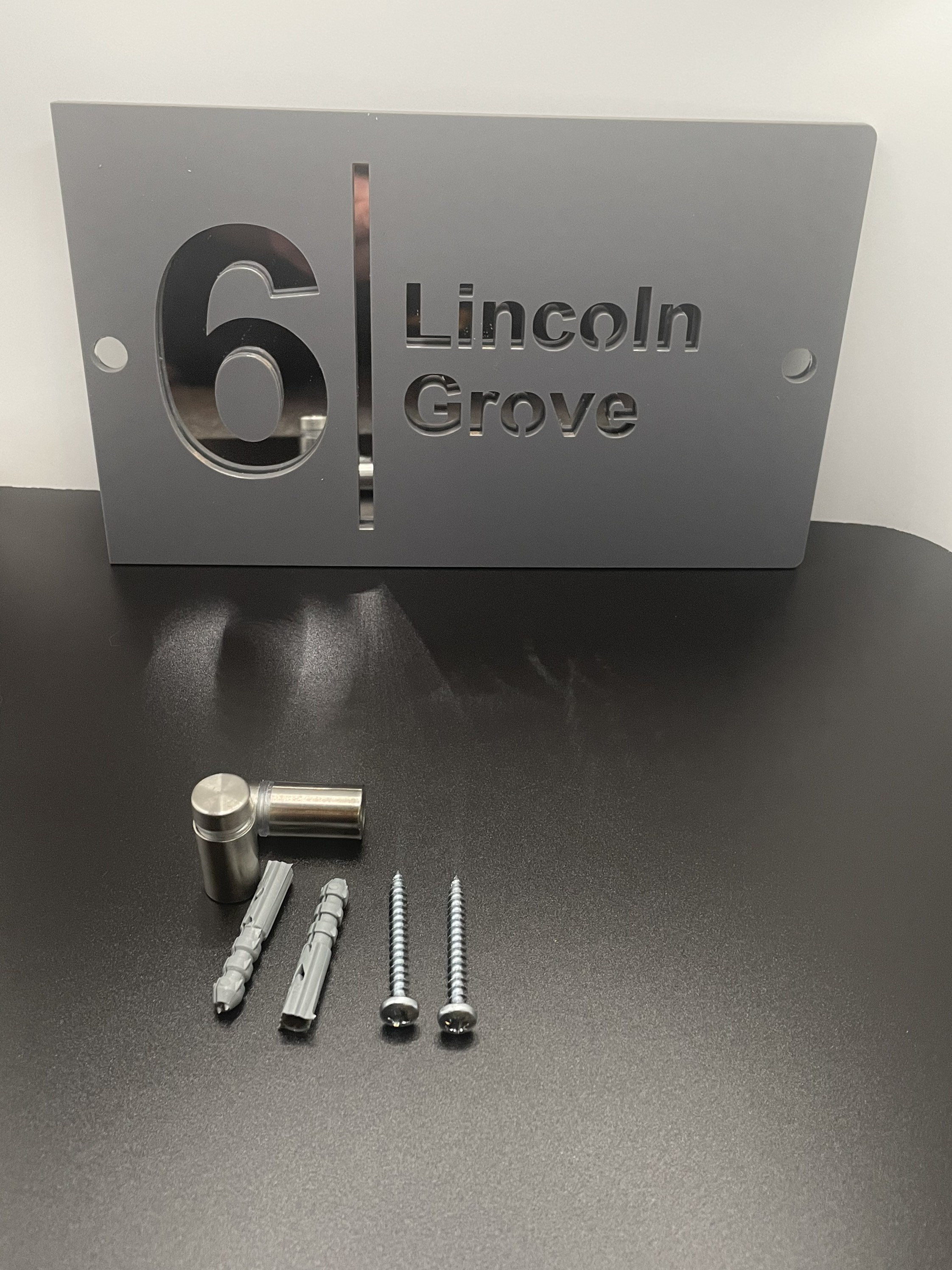 Custom Made Matt Dark Grey Anthracite House Number Name Road Plaque