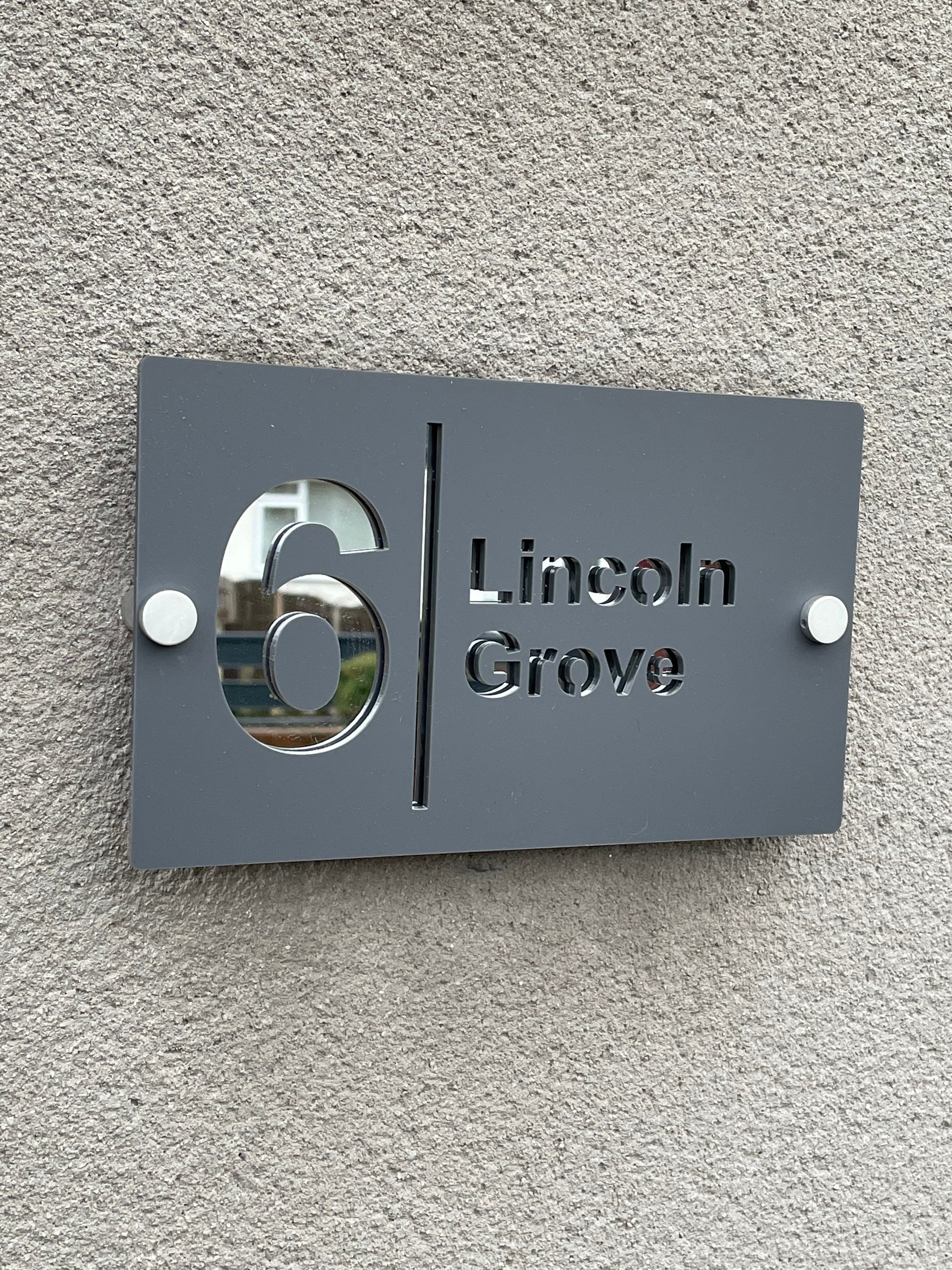 Custom Made Matt Dark Grey Anthracite House Number Name Road Plaque