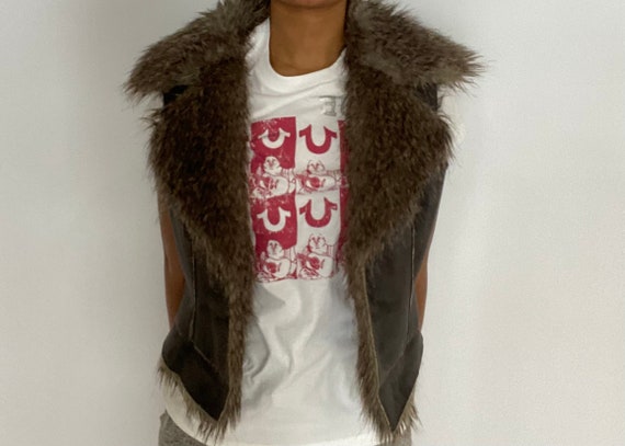 Suede Y2K Fur vest The Collection 1980's deadstock - image 1