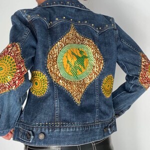 Bedazzled Denim Jacket with Hand Sewn Patchwork