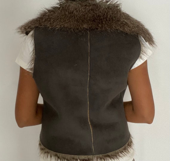 Suede Y2K Fur vest The Collection 1980's deadstock - image 3