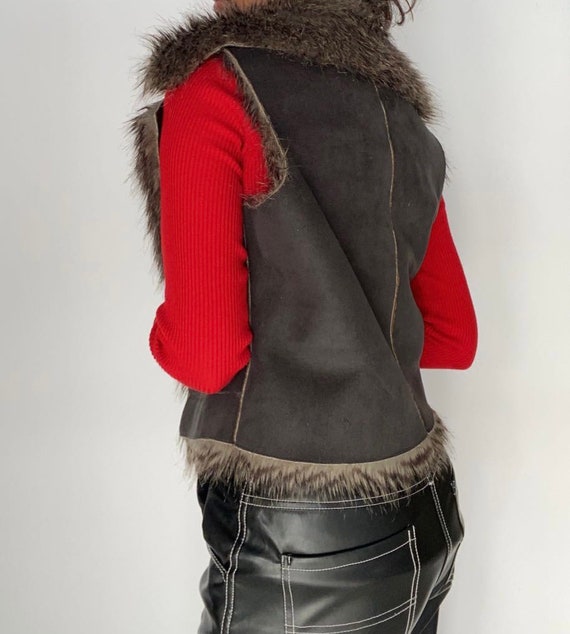 Suede Y2K Fur vest The Collection 1980's deadstock - image 2