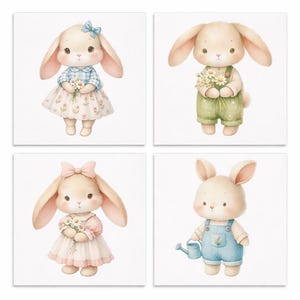 Miniature Bunny Wall Art – Dollhouse Nursery Decor - 1:12 Scale
