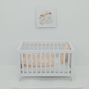 Miniature Dollhouse Crib, Yellow Boho - 1:12 scale