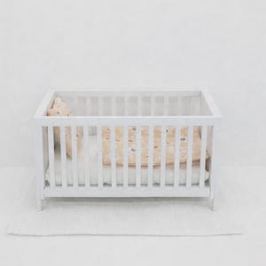 Miniature Dollhouse Crib Bed - Wooden Daybed Cot - 1:12 scale