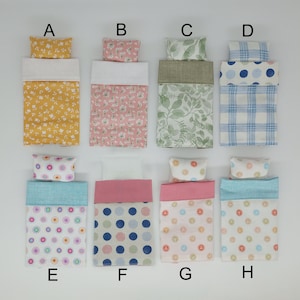 Miniature Dollhouse Bed-in-a-Bag Sets - 8 Designs - Twin Size - 1:12 scale