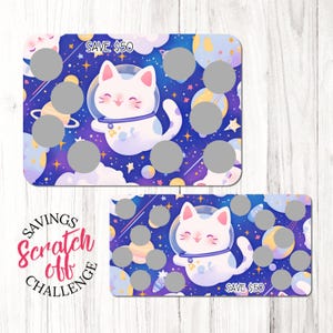 Space Cat Scratch Off Savings Challenge | A5 & A6 | Save 50 | Low Amounts | Laminated