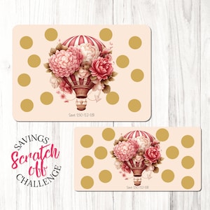 Hot Air Balloon Pink Scratch Off Savings Challenge | A5 & A6 | Save 50 | Low Amounts | Laminated