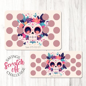 Sugar Skull Scratch Off Savings Challenge | A5 & A6 | Save 75 | Low Amounts | Laminated