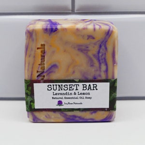 SUNSET BAR - Soap By Ivy Rose Naturals - All Natural - Made with Pure Essential Oils - Shea Butter, Olive Oil, Coconut & Castor Oil