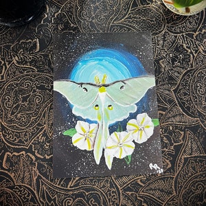 Luna moth Giclee print, moth art, moth painting, Luna moth, full moon, nature art, bugs