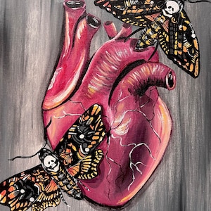 Love til Death Giclee Print gothic heart moth