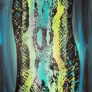Snake Giclee Print painting boa colorful creepy reptile