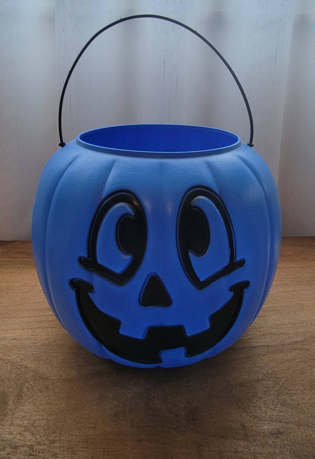 Vintage Blow Mould Blue Plastic Pumpkin Pail Etsy