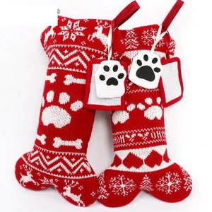 Personalised Pet Christmas stocking Bone shaped Dog Cat Photo pocket