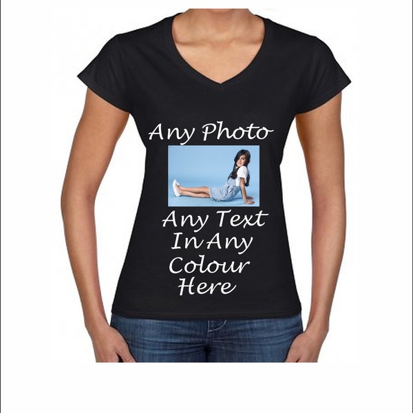 Personalised Ladies T-Shirt Any Design Any Colour Any Image Your own Message Friends Funny College Graduation Tee Top Hen Party Matching