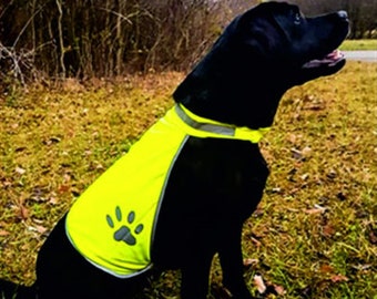 Hi Viz Dog Vest Personalised Yellow Safety Coat High visibility