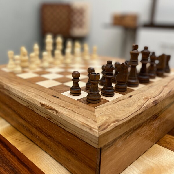 Chess Set With Storage Drawer Etsy