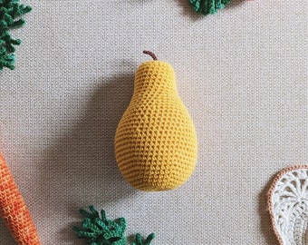 Crochet Pear Pattern | Crochet Food Play Kitchen | Pretend Play | Montessori Play | Fruit Amigurumi | PDF Digital Download