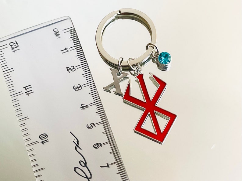 Personalised Berserker Red Rune Nordic Keychain Keyring With Crystal ...