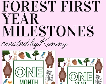 Baby's First Year Milestones | Baby | Printable Picture Cards | Forest | Animal Cards | Forest Theme | Baby | Printable | Instant Downloads