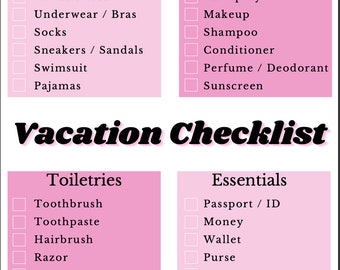 Vacation Packing Checklist | Vacation | Trip | Trip Checklist | Packing Planner | Packing Checklist | Printable | Downloadable | Beach