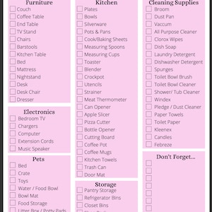 First Apartment Check List | Moving | Shopping Checklist | Apartment Checklist | Moving Checklist | First Apartment | Condo Checklist