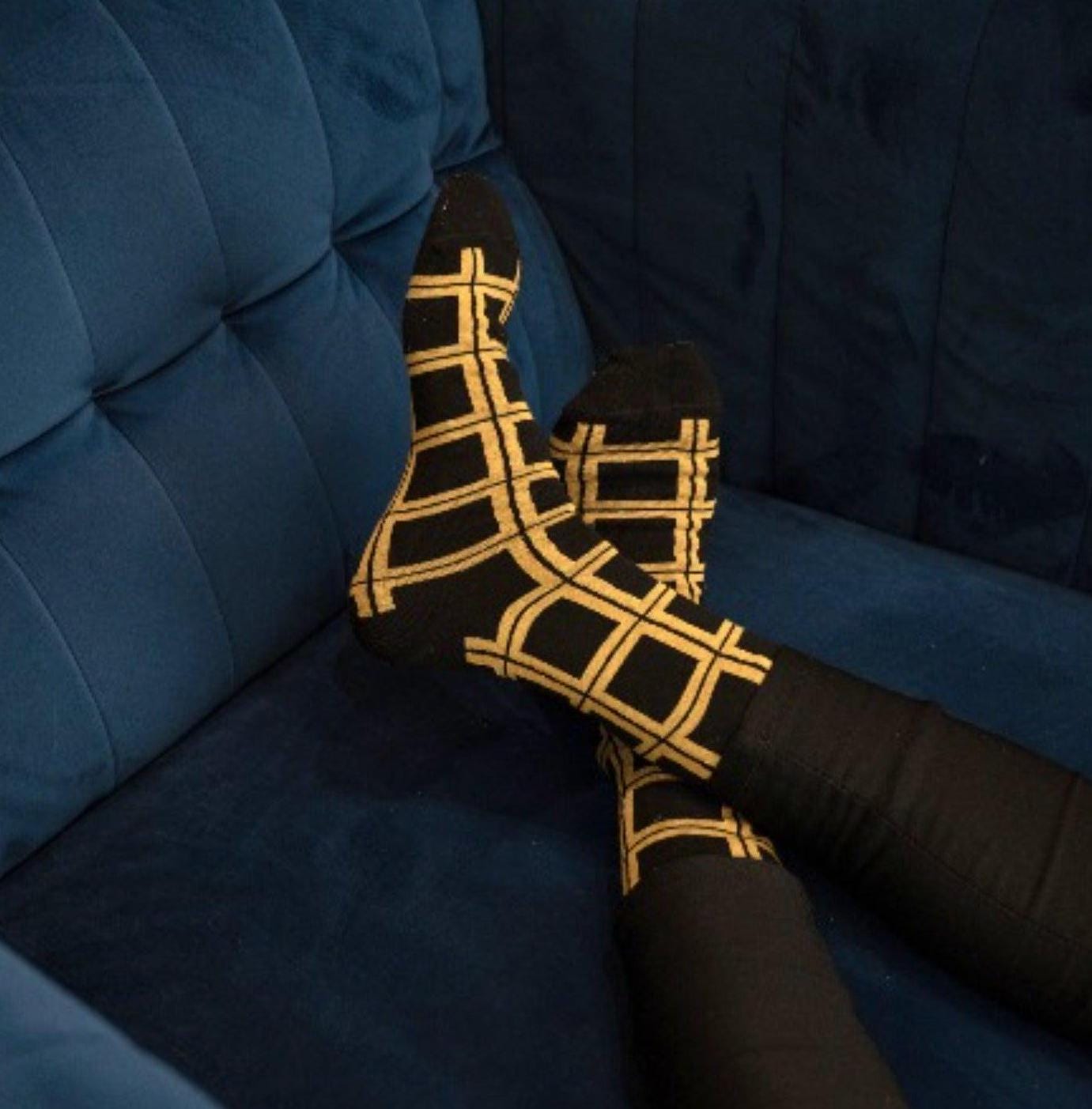 Black and Gold Dress Socks - Etsy