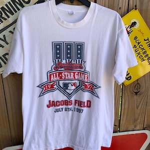 Vintage 1997 Cleveland Indians All Star Game Jacob's Field cotton t-shirt baseball Size L