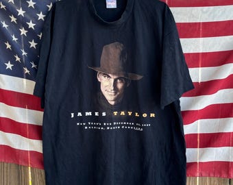 1999 James Taylor Concert T-shirt New Year's Eve Tour  black cotton t-shirt  Size XL