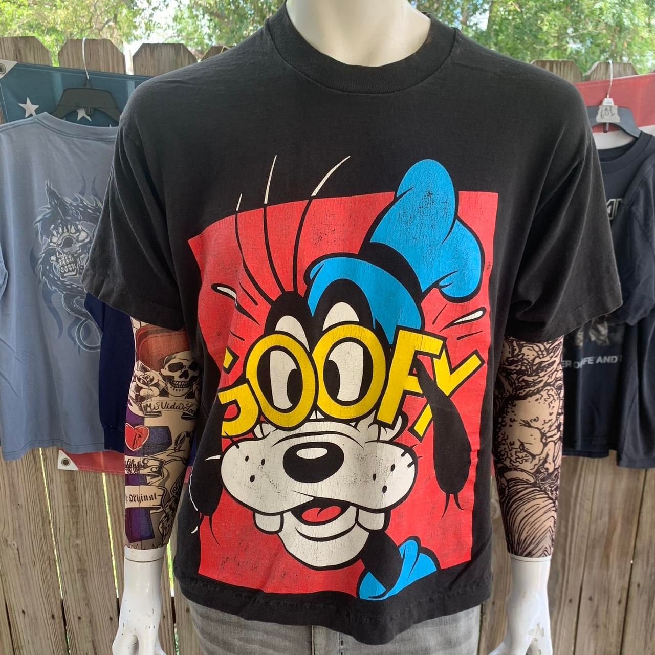 90年代ヴィンテージ グーフィー ビッグプリント ブラック Tシャツ 
