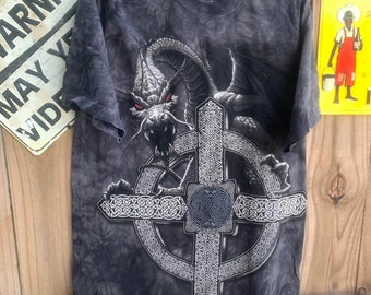 Vintage Y2K The Mountain Dragon Tie dye T-shirt Size M