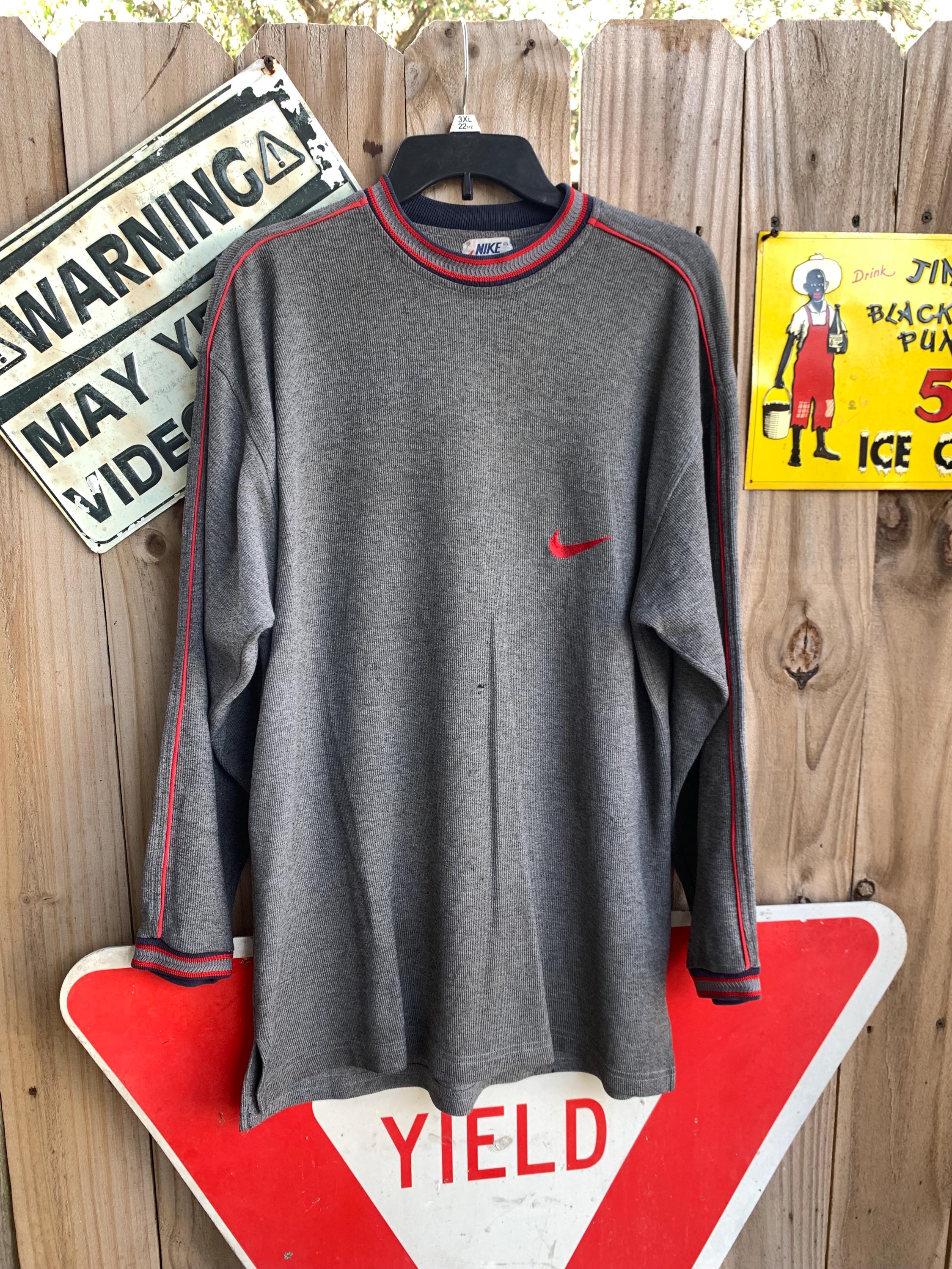 Vintage 80s Rare Nike Long Sleeves Embroidered Swoosh Shirt Fits 
