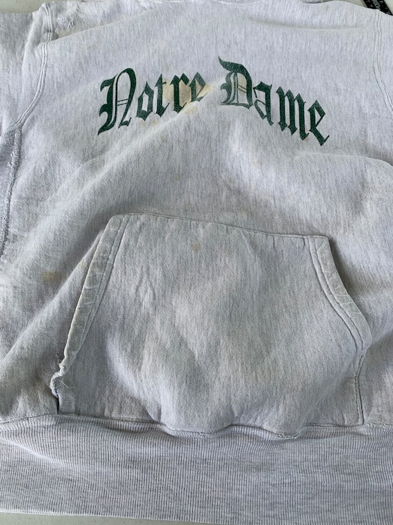 Vintage 90s Notre Dame Heavyweight Hoodie Size L … - image 9