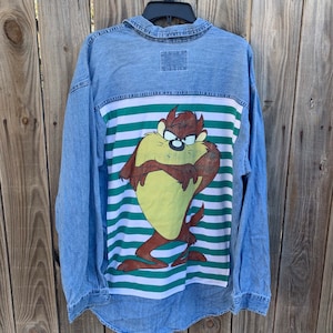 Vintage 1996 Reworked Taz Levis Denim Shirt Size XL