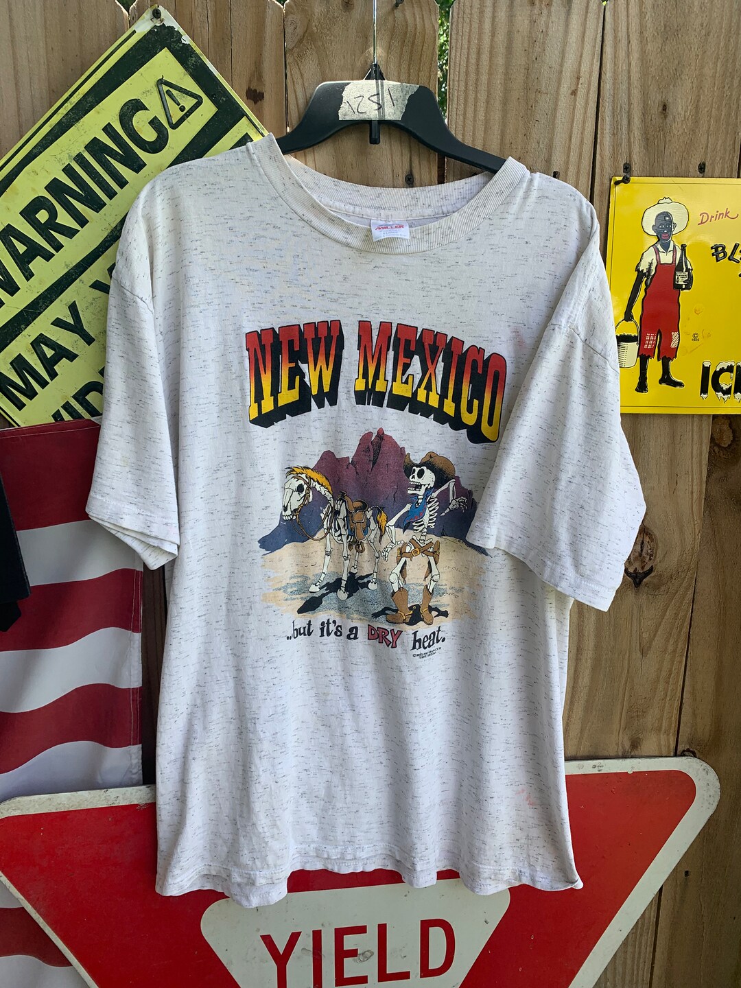 Vintage 90s New Mexico Cowboy and Horse Skeleton T-shirt