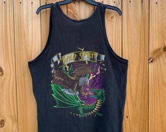 Vintage 80er-90er Drachen vs Adler Wild Spirit Beleuchtung Tank Top T-shirt Gr. L