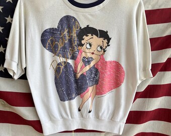 Rare Vintage 1980s Betty Boop "Betty's Blues" shoulder pads Graphic Top size vintage M 12/14 runs smaller than modern sizing