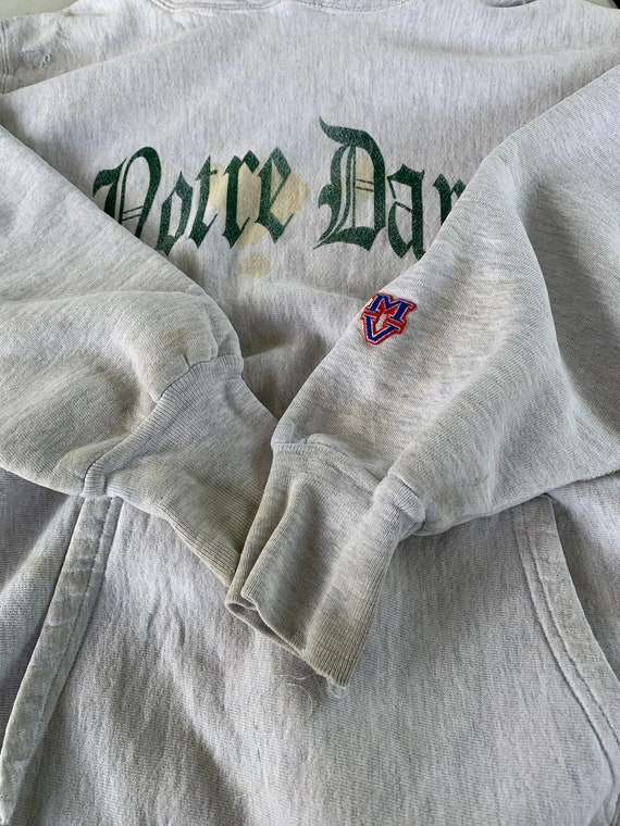 Vintage 90s Notre Dame Heavyweight Hoodie Size L … - image 10