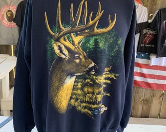 Vintage 90s Deer American Forever Wildlife Sweatshirt Size
