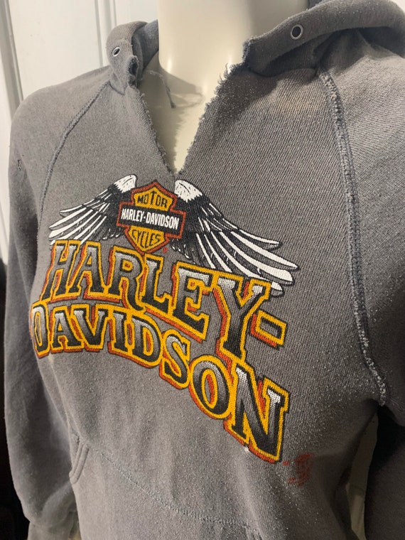 Vintage 80s 3D Emblem Harley Davidson Hoodie Size… - image 3
