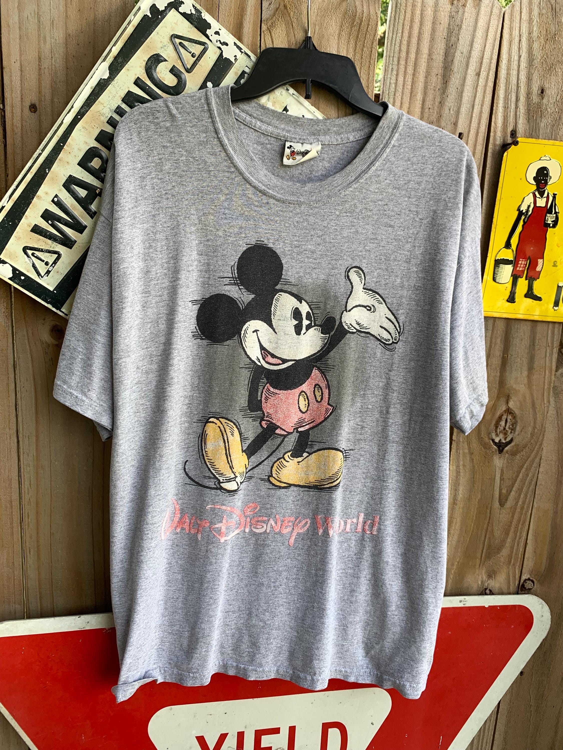Vintage 90s Mickey Mouse Grey Disney World Tee XL - Etsy UK