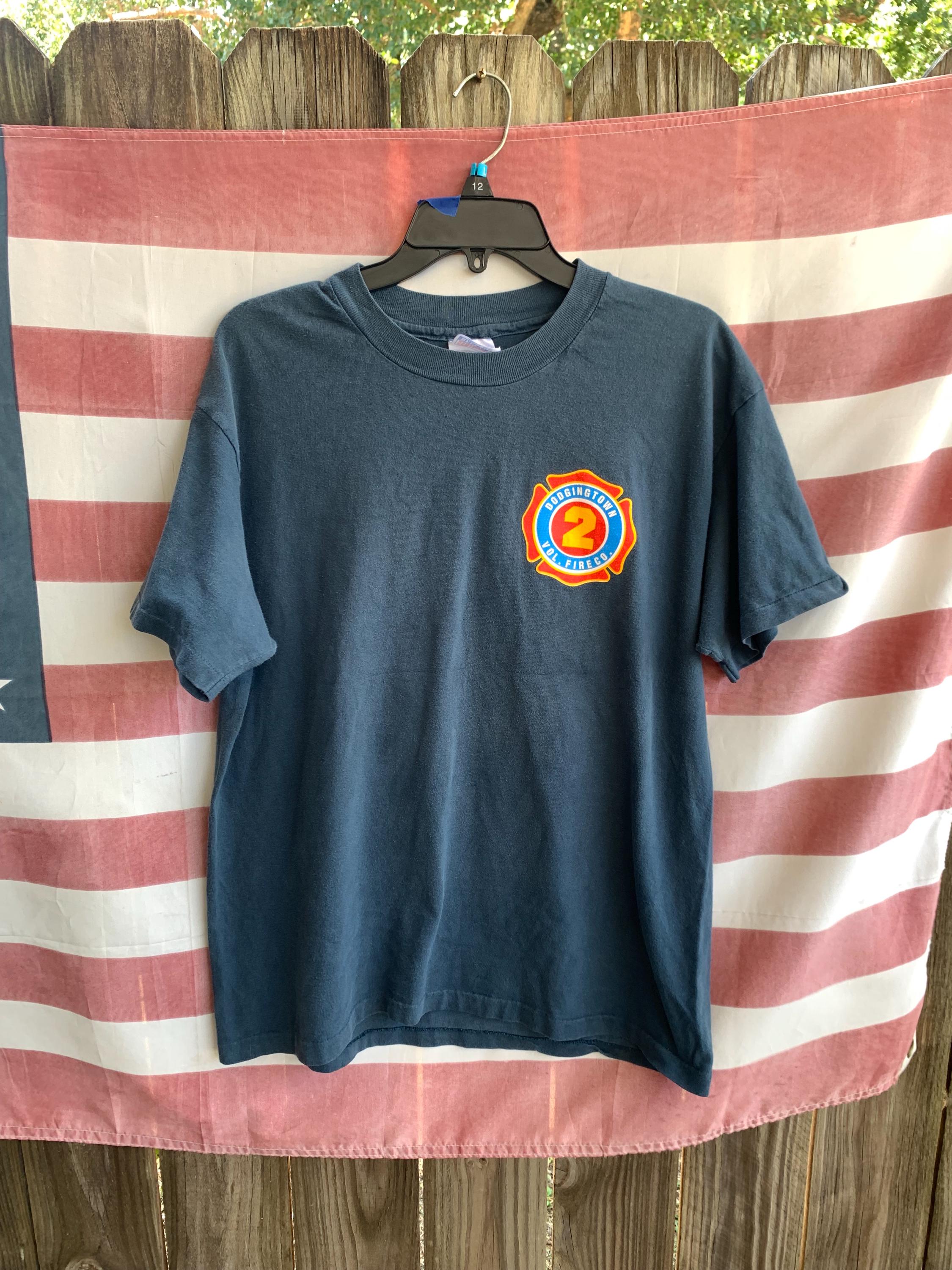 Vintage 90s Navy Blue Firefighter Dodgintown With Orange Accents 