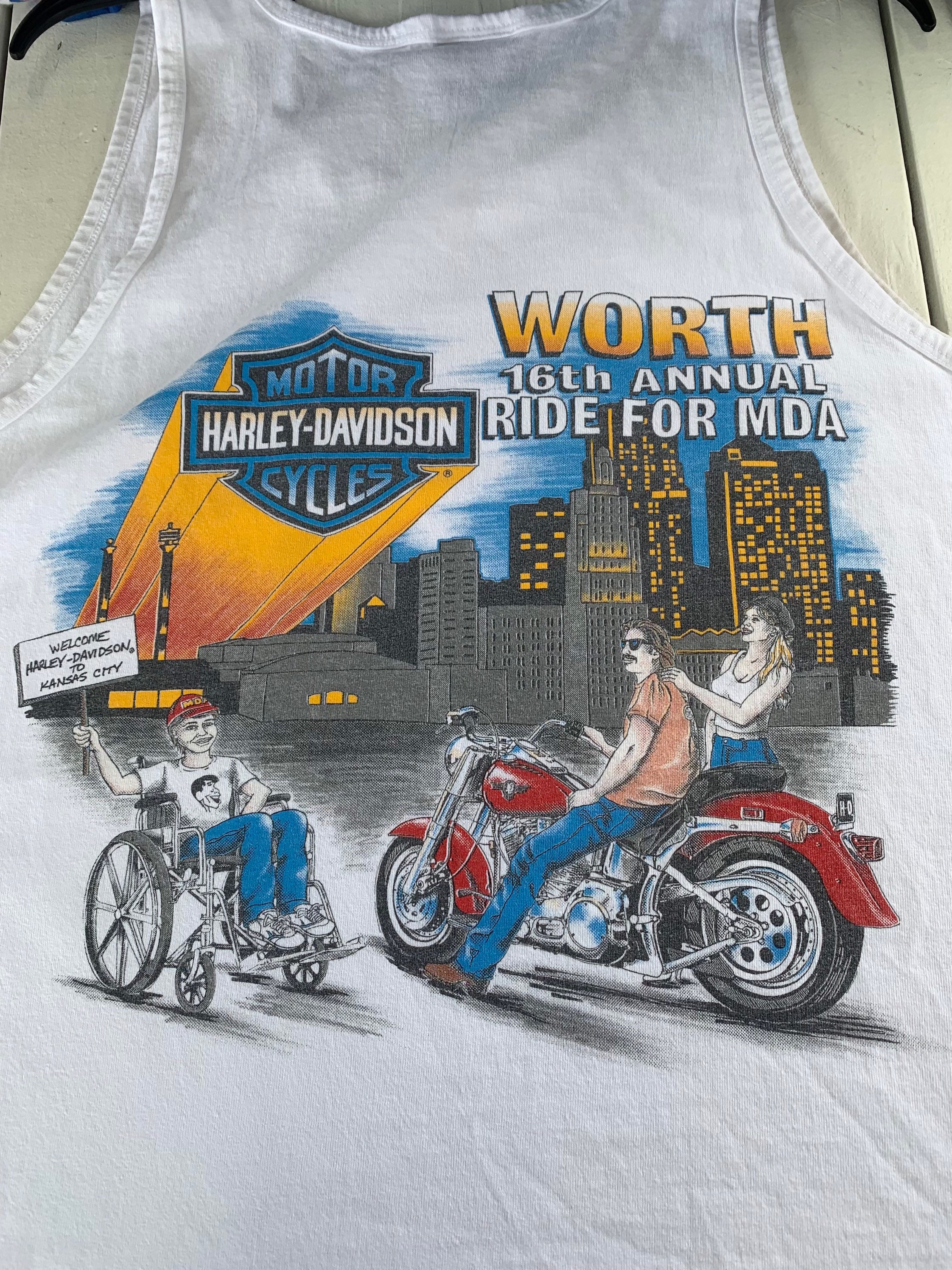 Vintage 90s Harley Davidson Tank Top - 16th Ride for MDA