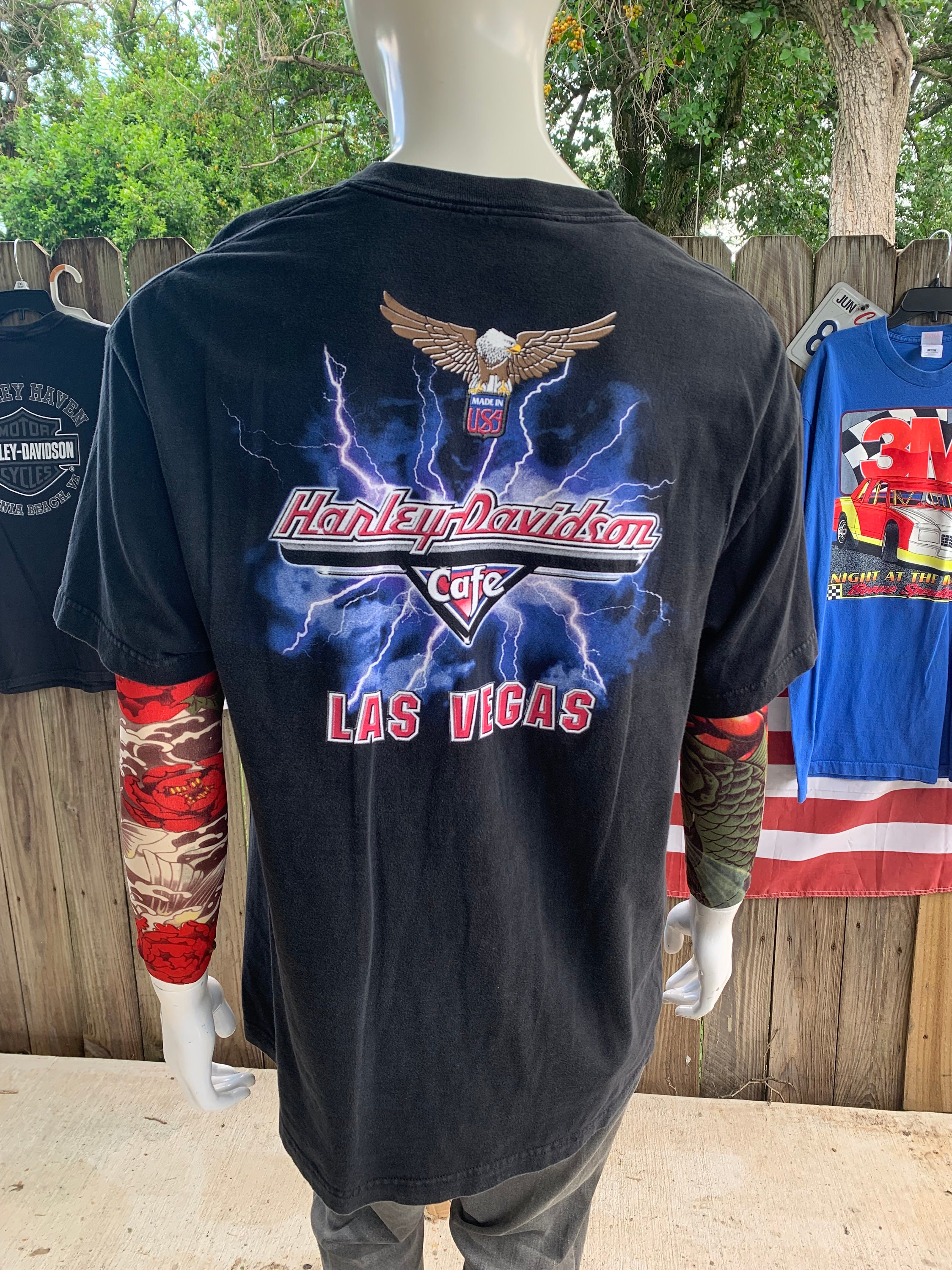 Vintage 90s Harley Davidson Lightning Las Vegas Cafe T-shirt Size